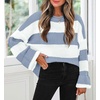 image:imageZESICA Womens Fall Winter Oversized Striped Knit Sweaters Fashion ClothesBlue