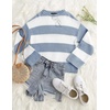 image:imageZESICA Womens Fall Winter Oversized Striped Knit Sweaters Fashion ClothesBlue
