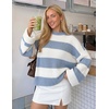 image:imageZESICA Womens Fall Winter Oversized Striped Knit Sweaters Fashion ClothesBlue