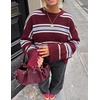 image:imageZESICA Womens Fall Winter Oversized Striped Knit Sweaters Fashion ClothesBurgundy