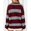 image:imageZESICA Womens Fall Winter Oversized Striped Knit Sweaters Fashion ClothesBurgundy
