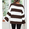 image:imageZESICA Womens Fall Winter Oversized Striped Knit Sweaters Fashion ClothesCoffee