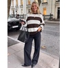 image:imageZESICA Womens Fall Winter Oversized Striped Knit Sweaters Fashion ClothesCoffee