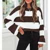 image:imageZESICA Womens Fall Winter Oversized Striped Knit Sweaters Fashion ClothesCoffee