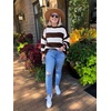 image:imageZESICA Womens Fall Winter Oversized Striped Knit Sweaters Fashion ClothesCoffee
