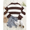 image:imageZESICA Womens Fall Winter Oversized Striped Knit Sweaters Fashion ClothesCoffee