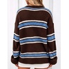 image:imageZESICA Womens Fall Winter Oversized Striped Knit Sweaters Fashion ClothesCoffee Brown