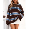 image:imageZESICA Womens Fall Winter Oversized Striped Knit Sweaters Fashion ClothesCoffee Brown