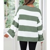 image:imageZESICA Womens Fall Winter Oversized Striped Knit Sweaters Fashion ClothesGreen