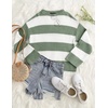 image:imageZESICA Womens Fall Winter Oversized Striped Knit Sweaters Fashion ClothesGreen