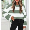 image:imageZESICA Womens Fall Winter Oversized Striped Knit Sweaters Fashion ClothesGreen