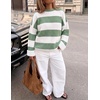 image:imageZESICA Womens Fall Winter Oversized Striped Knit Sweaters Fashion ClothesGreen