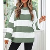 image:imageZESICA Womens Fall Winter Oversized Striped Knit Sweaters Fashion ClothesGreen