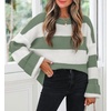 image:imageZESICA Womens Fall Winter Oversized Striped Knit Sweaters Fashion ClothesGreen