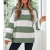 image:imageZESICA Womens Fall Winter Oversized Striped Knit Sweaters Fashion ClothesGreen