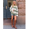 image:imageZESICA Womens Fall Winter Oversized Striped Knit Sweaters Fashion ClothesGreen