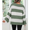 image:imageZESICA Womens Fall Winter Oversized Striped Knit Sweaters Fashion ClothesGreen