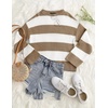 image:imageZESICA Womens Fall Winter Oversized Striped Knit Sweaters Fashion ClothesLightkhaki