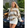 image:imageZESICA Womens Fall Winter Oversized Striped Knit Sweaters Fashion ClothesLightkhaki