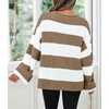 image:imageZESICA Womens Fall Winter Oversized Striped Knit Sweaters Fashion ClothesLightkhaki