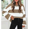 image:imageZESICA Womens Fall Winter Oversized Striped Knit Sweaters Fashion ClothesLightkhaki