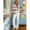 image:imageZESICA Womens Fall Winter Oversized Striped Knit Sweaters Fashion ClothesLightkhaki