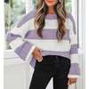 image:imageZESICA Womens Fall Winter Oversized Striped Knit Sweaters Fashion ClothesLightpurple