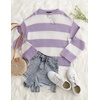 image:imageZESICA Womens Fall Winter Oversized Striped Knit Sweaters Fashion ClothesLightpurple