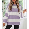 image:imageZESICA Womens Fall Winter Oversized Striped Knit Sweaters Fashion ClothesLightpurple
