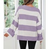 image:imageZESICA Womens Fall Winter Oversized Striped Knit Sweaters Fashion ClothesLightpurple