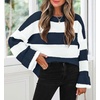 image:imageZESICA Womens Fall Winter Oversized Striped Knit Sweaters Fashion ClothesNavy