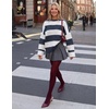 image:imageZESICA Womens Fall Winter Oversized Striped Knit Sweaters Fashion ClothesNavy