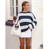 image:imageZESICA Womens Fall Winter Oversized Striped Knit Sweaters Fashion ClothesNavy