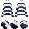 image:imageZESICA Womens Fall Winter Oversized Striped Knit Sweaters Fashion ClothesNavy