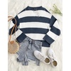 image:imageZESICA Womens Fall Winter Oversized Striped Knit Sweaters Fashion ClothesNavy