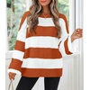 image:imageZESICA Womens Fall Winter Oversized Striped Knit Sweaters Fashion ClothesOrange