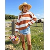 image:imageZESICA Womens Fall Winter Oversized Striped Knit Sweaters Fashion ClothesOrange
