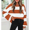 image:imageZESICA Womens Fall Winter Oversized Striped Knit Sweaters Fashion ClothesOrange