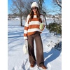 image:imageZESICA Womens Fall Winter Oversized Striped Knit Sweaters Fashion ClothesOrange