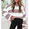 image:imageZESICA Womens Fall Winter Oversized Striped Knit Sweaters Fashion ClothesPink