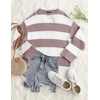 image:imageZESICA Womens Fall Winter Oversized Striped Knit Sweaters Fashion ClothesPink