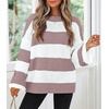image:imageZESICA Womens Fall Winter Oversized Striped Knit Sweaters Fashion ClothesPink