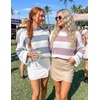 image:imageZESICA Womens Fall Winter Oversized Striped Knit Sweaters Fashion ClothesPink