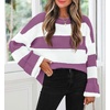 image:imageZESICA Womens Fall Winter Oversized Striped Knit Sweaters Fashion ClothesPurple