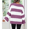 image:imageZESICA Womens Fall Winter Oversized Striped Knit Sweaters Fashion ClothesPurple