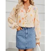 image:imageZESICA Womens Floral Print Long Sleeve Button Down Boho TopApricot