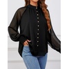 image:imageZESICA Womens Floral Print Long Sleeve Button Down Boho TopBlack