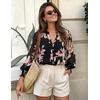 image:imageZESICA Womens Floral Print Long Sleeve Button Down Boho TopBlack Floral