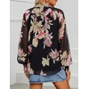 image:imageZESICA Womens Floral Print Long Sleeve Button Down Boho TopBlack Floral