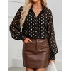 image:imageZESICA Womens Floral Print Long Sleeve Button Down Boho TopBlack Gold